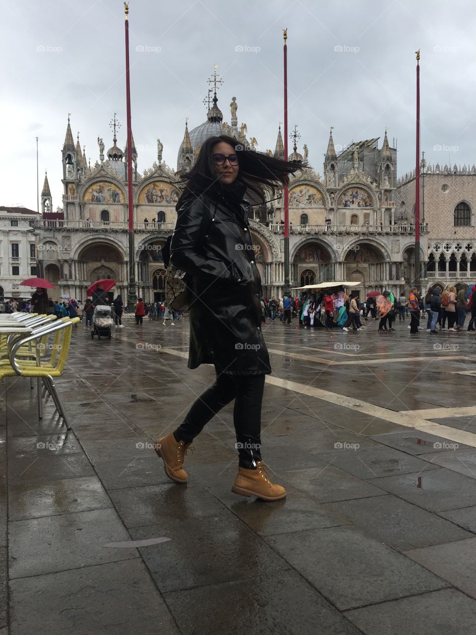 Dancing in the rain in San Marco Square Venice