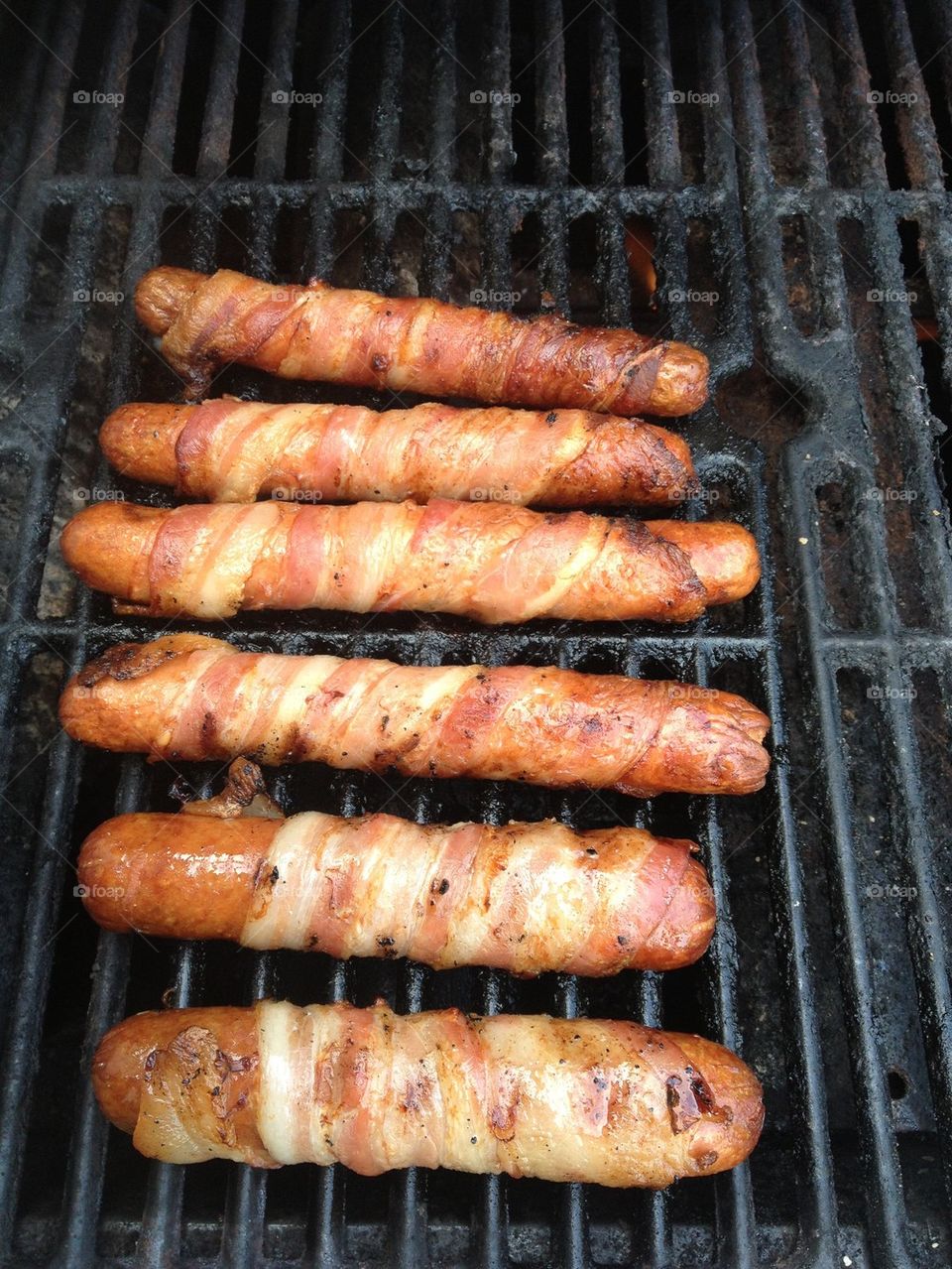 Bacon wrapped hotdogs