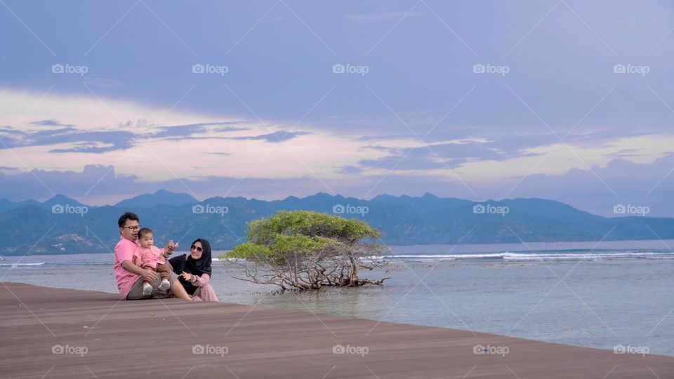 enjoying summer at lombok island beach