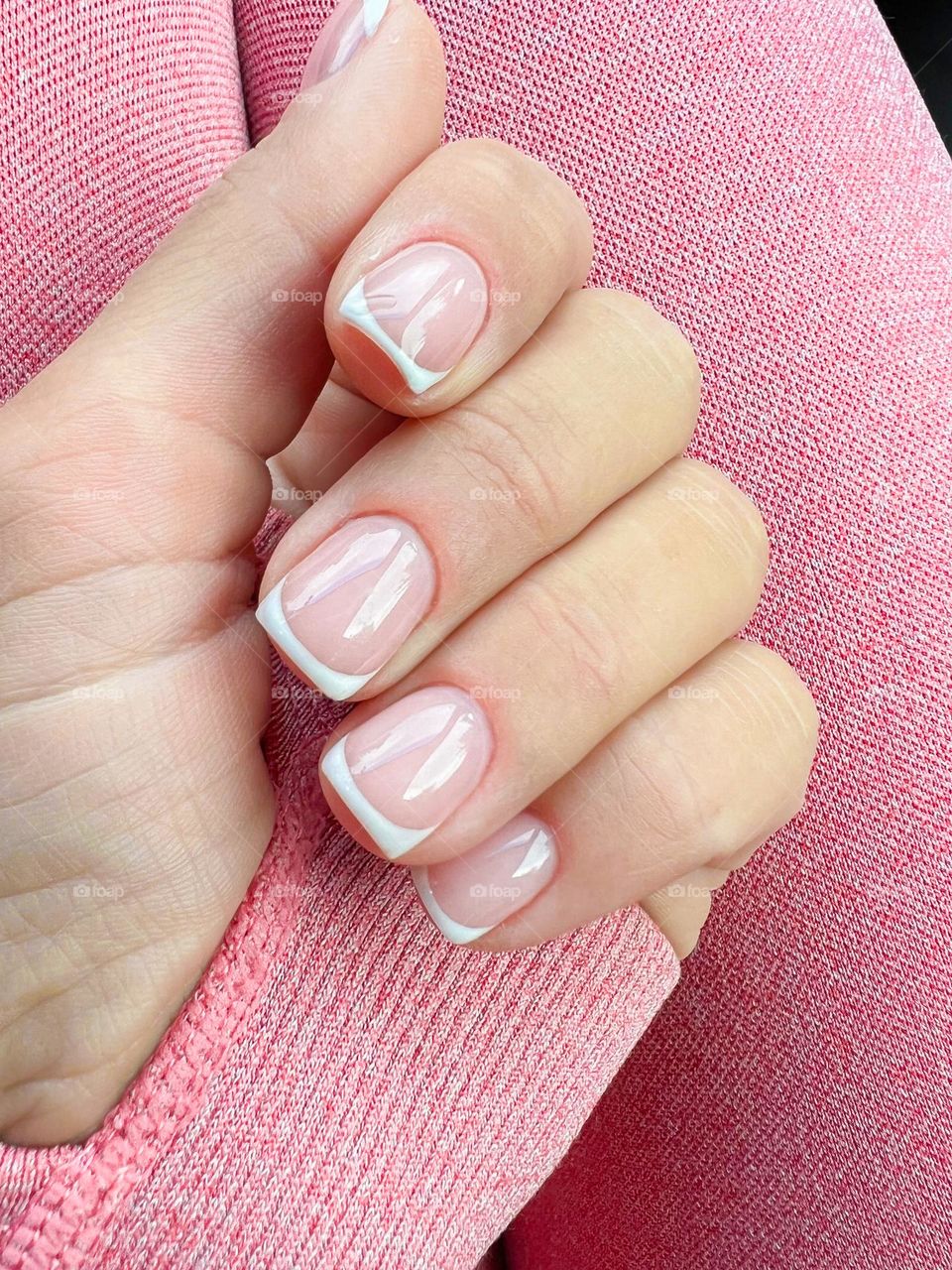 pink manicure on hands