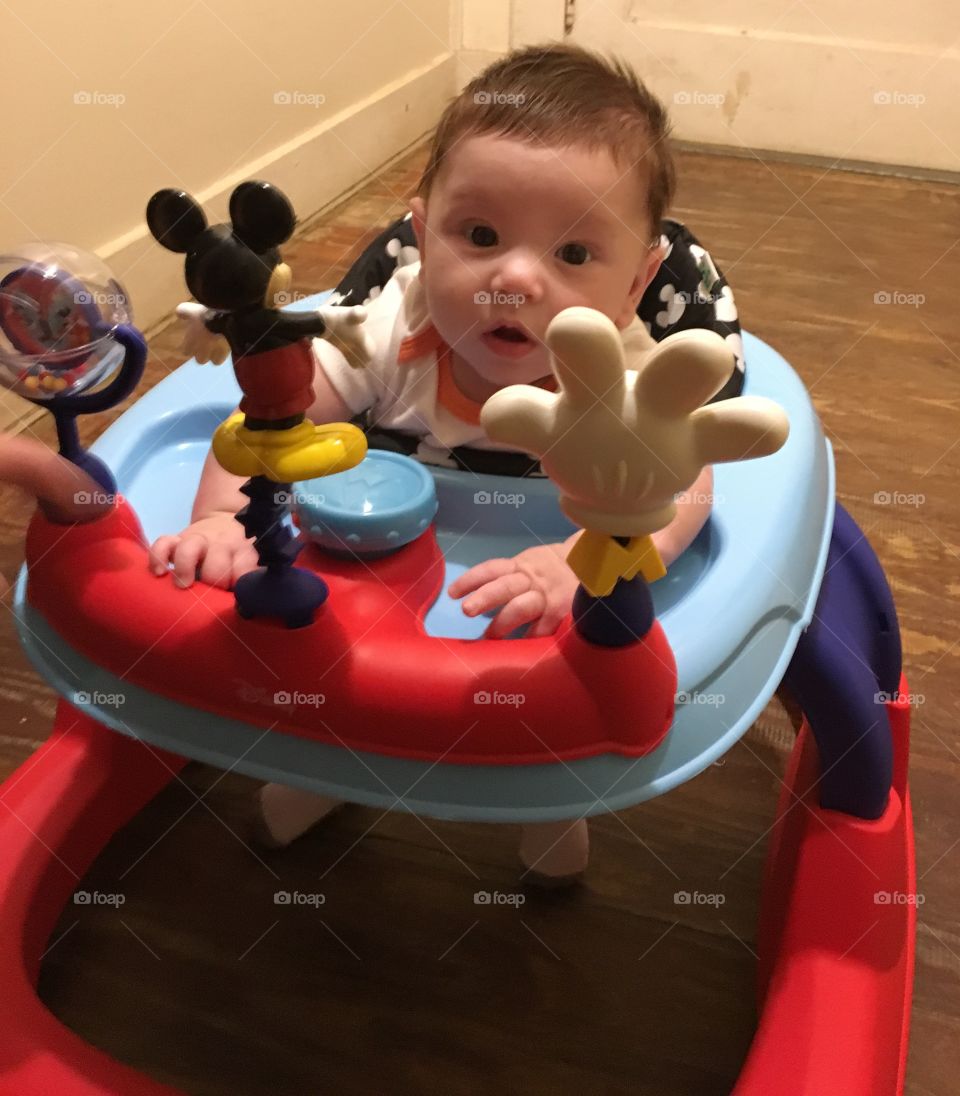 My gorgeous grandson❤️First time in his walker🙂❤️