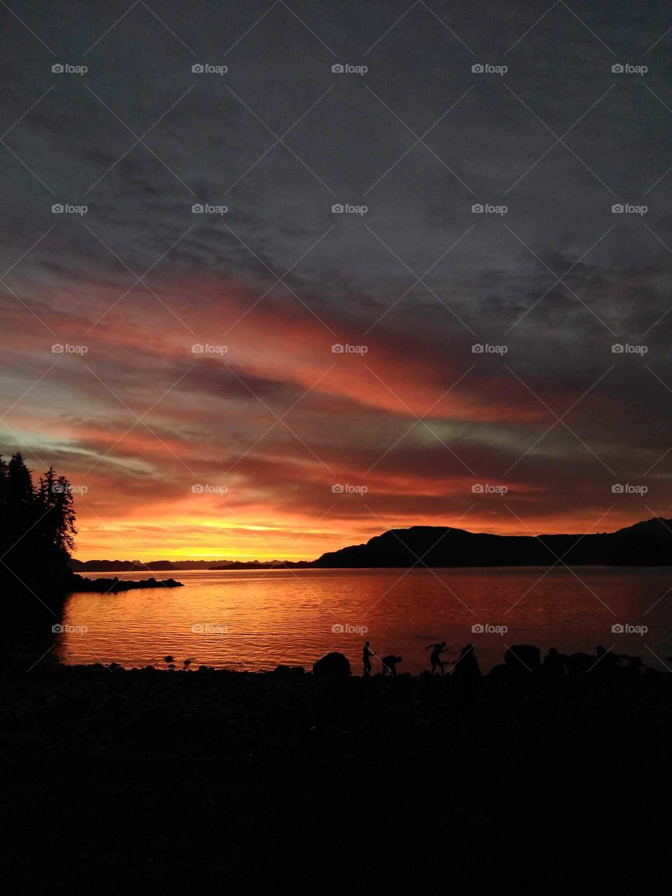 Ocean Beach Sunset Silhouette