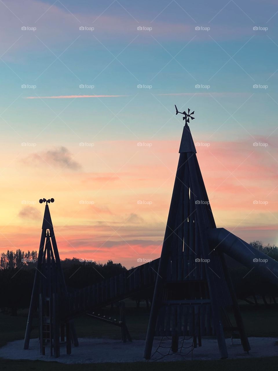 Kids playground in the dusk 