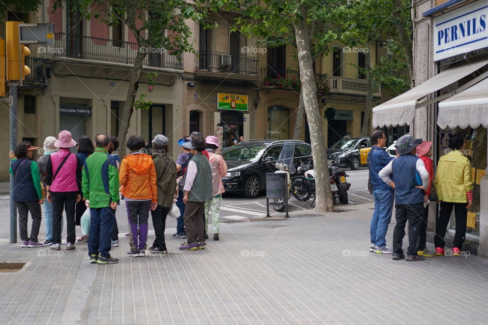 Tourists and Spanish  "Jamon"