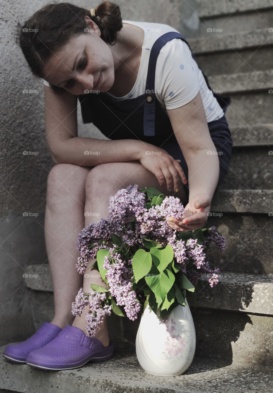 Portrait of a flower woman