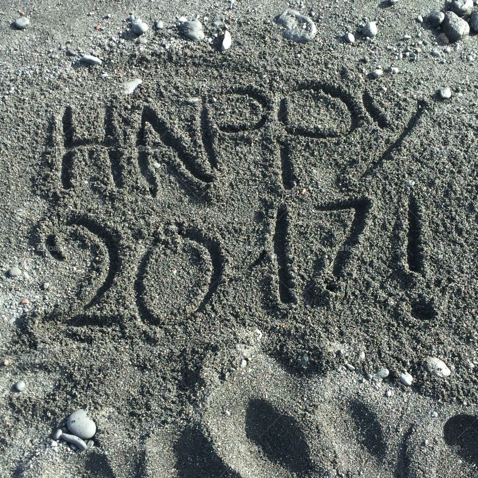 Written in volcano sand. New year wishes