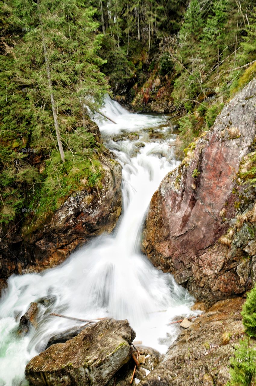 waterfall in polish mountains