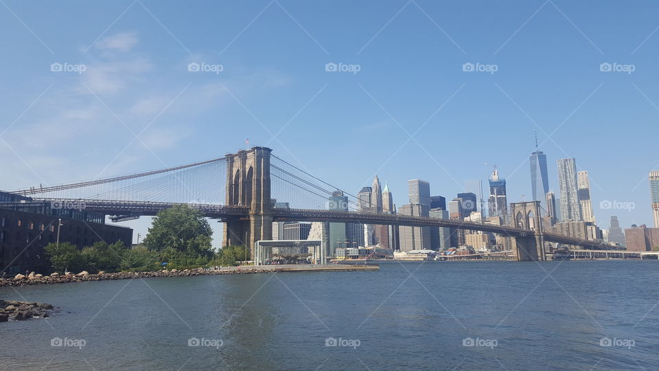 Brooklyn Bridge overlooking Manhattan