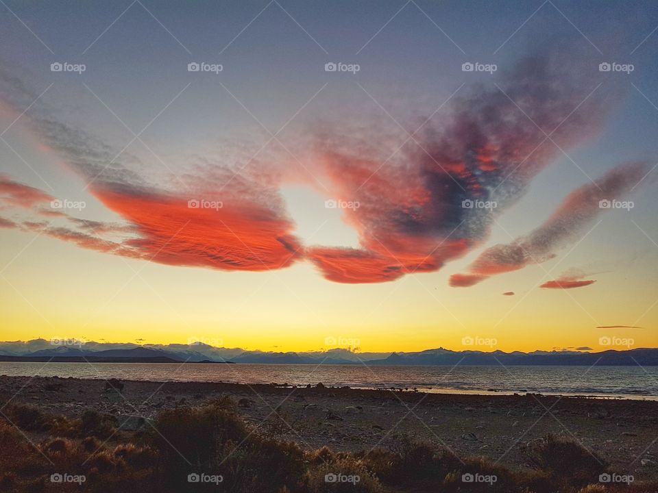 sunset in patagonia argentina, calafate