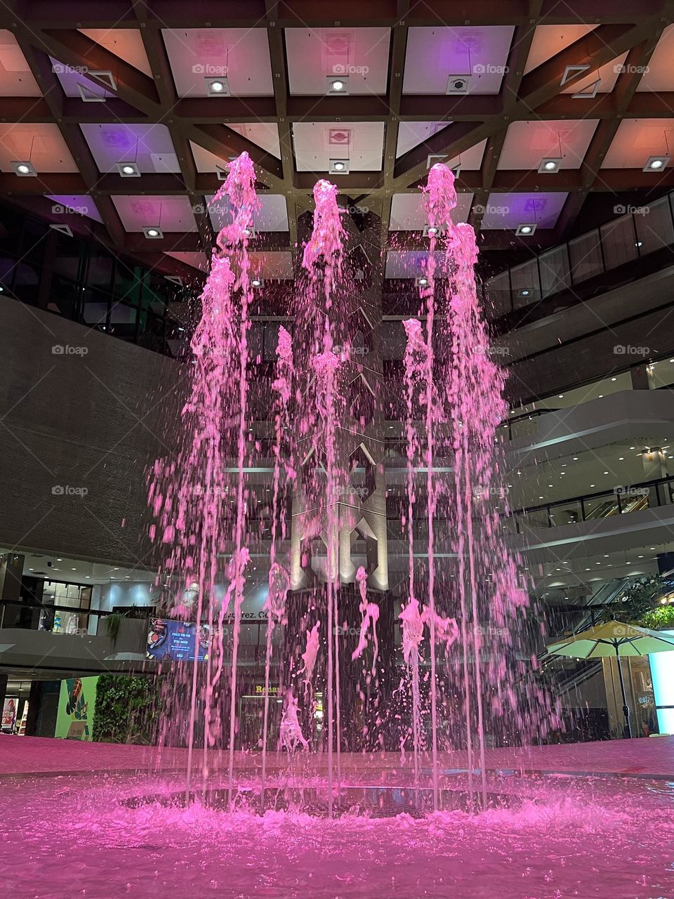 Pink illuminated fountain 