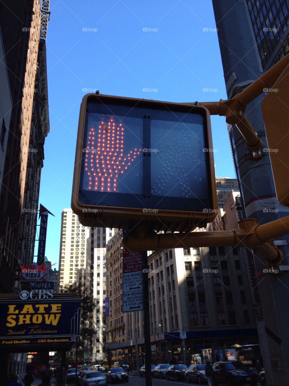 new york city hand signs blue sky by mgarbarczyk