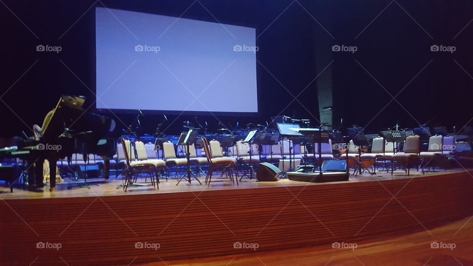 Symphony orchestra stage setup at a theatre