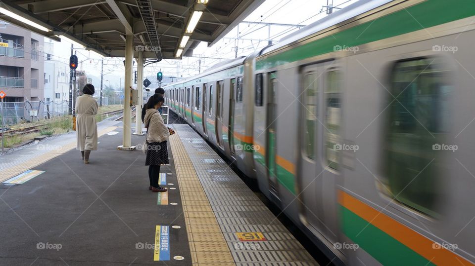 Commuter taking the kamakura train station