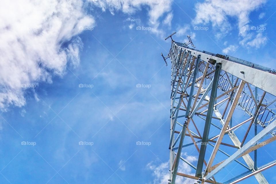 Cellular tower with blue sky