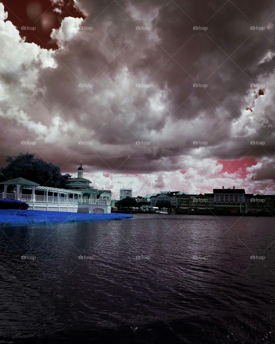 Lush clouds by the disney boardwalk in Orlando Florida