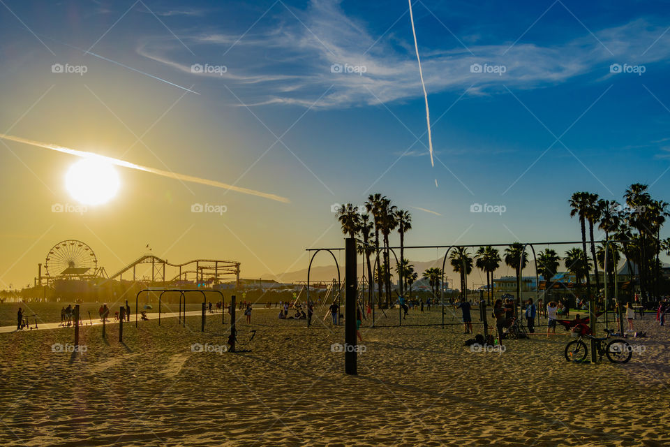 Right at the start of the Sunset in Santa Monica Park, California