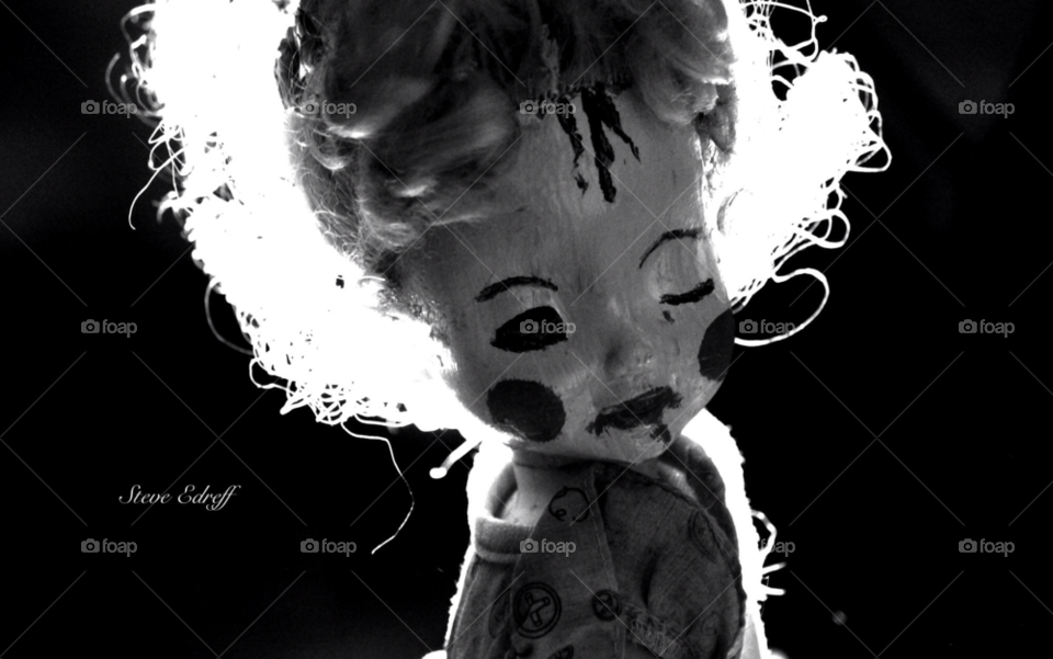 blackandwhite spooky creepy doll by ipixxiqi