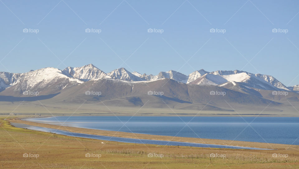 Mountain and lake during winter