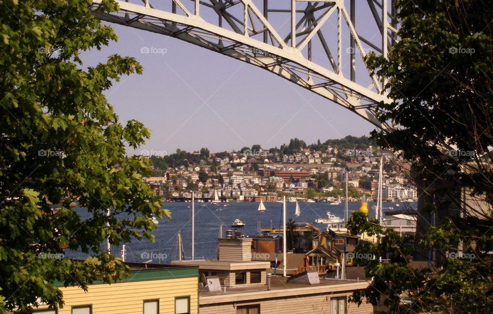 City Under the Bridge. I am in a duck, we just emerged from this body of water. We are heading into the city of Seattle, Washington