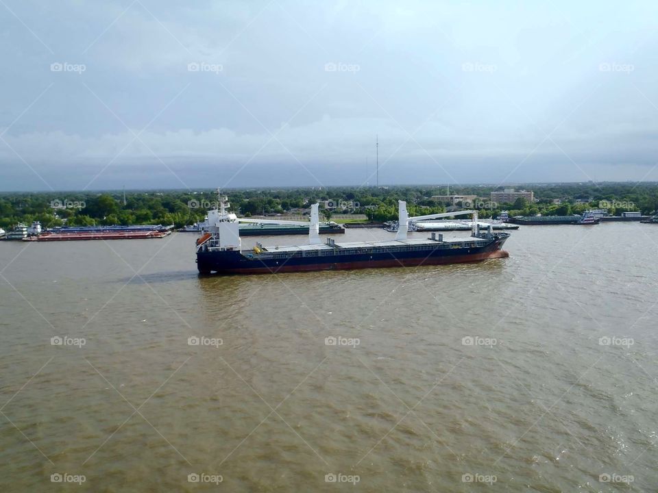Cargo Ship in Mississippi River