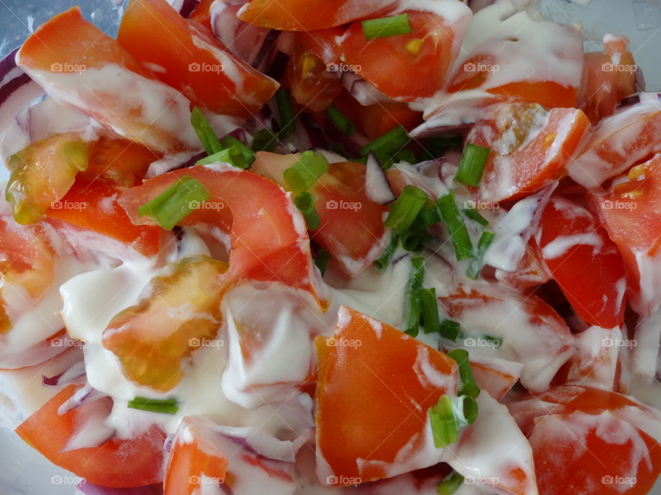 Healthy breakfast- fresh salad with yogurt