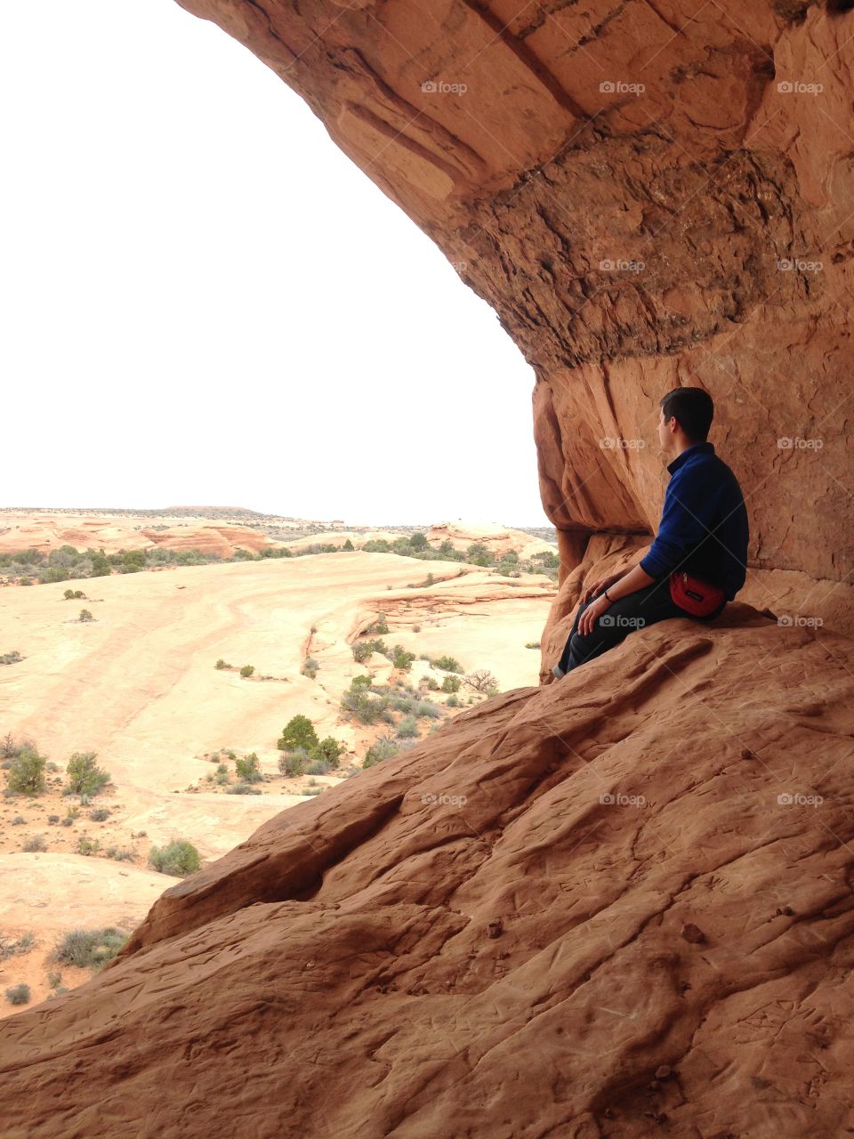 Sitting in the arches cave with an incredible view