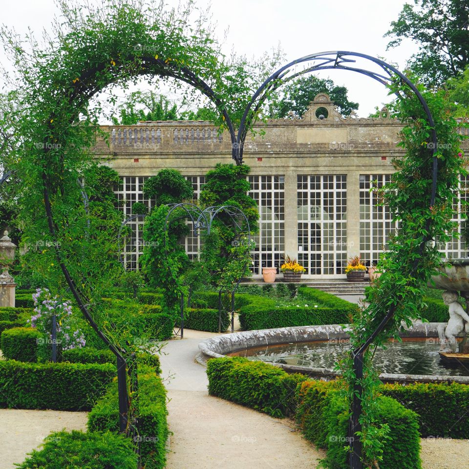 Heart shaped trellis in Longleat House gardens outside the orangerie