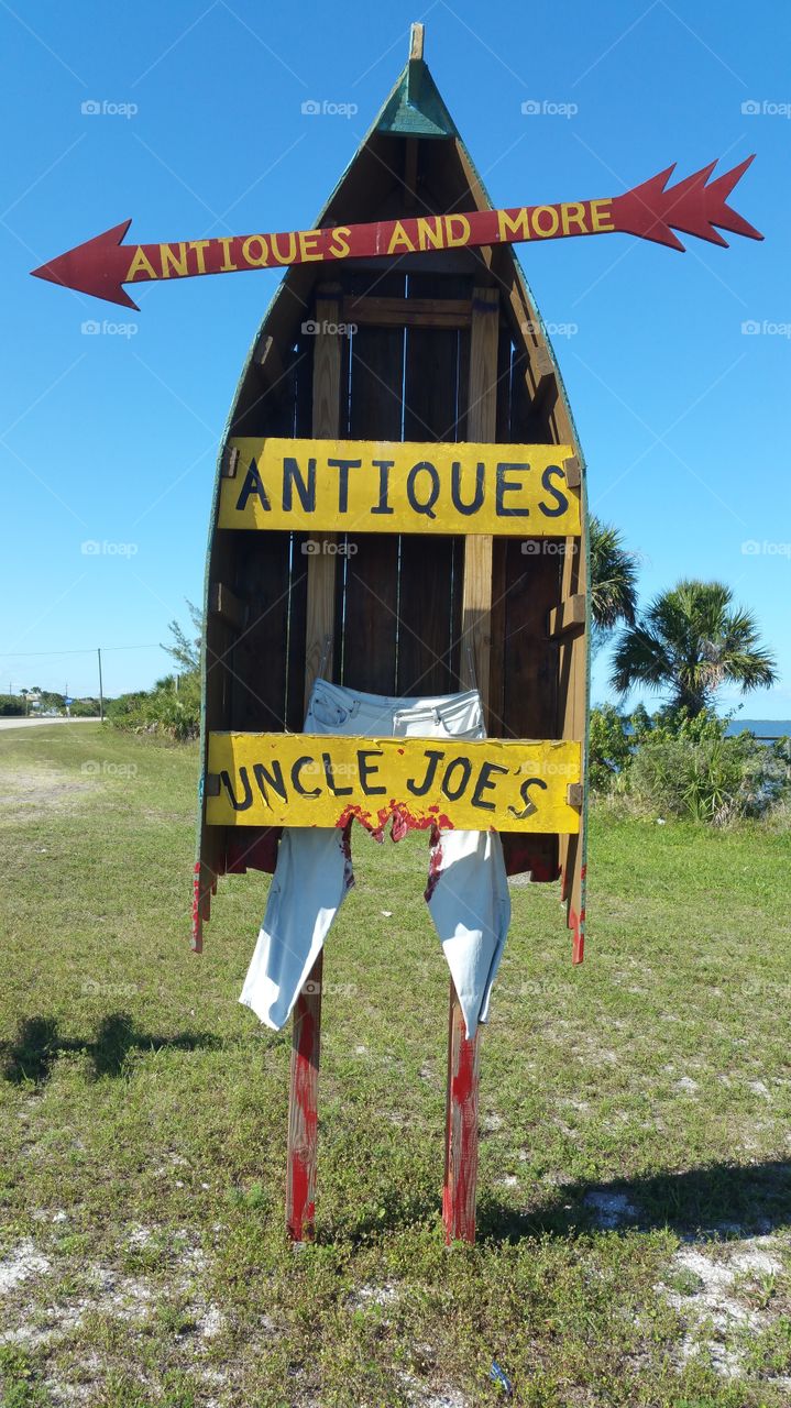 Uncle Joe's. antique store sign on US Hwy 1