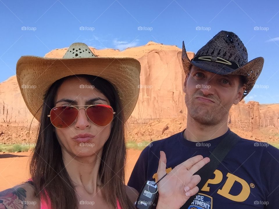 Couple of Cow boys falling in love at the monument valley tribal park