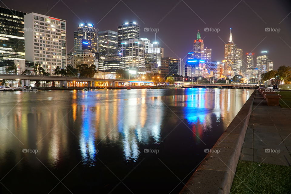 Southbank by night. Melbourne Victoria, Australia