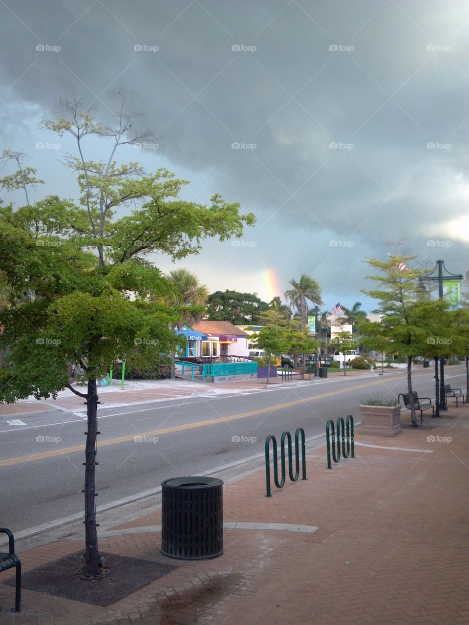 rainbow through storm