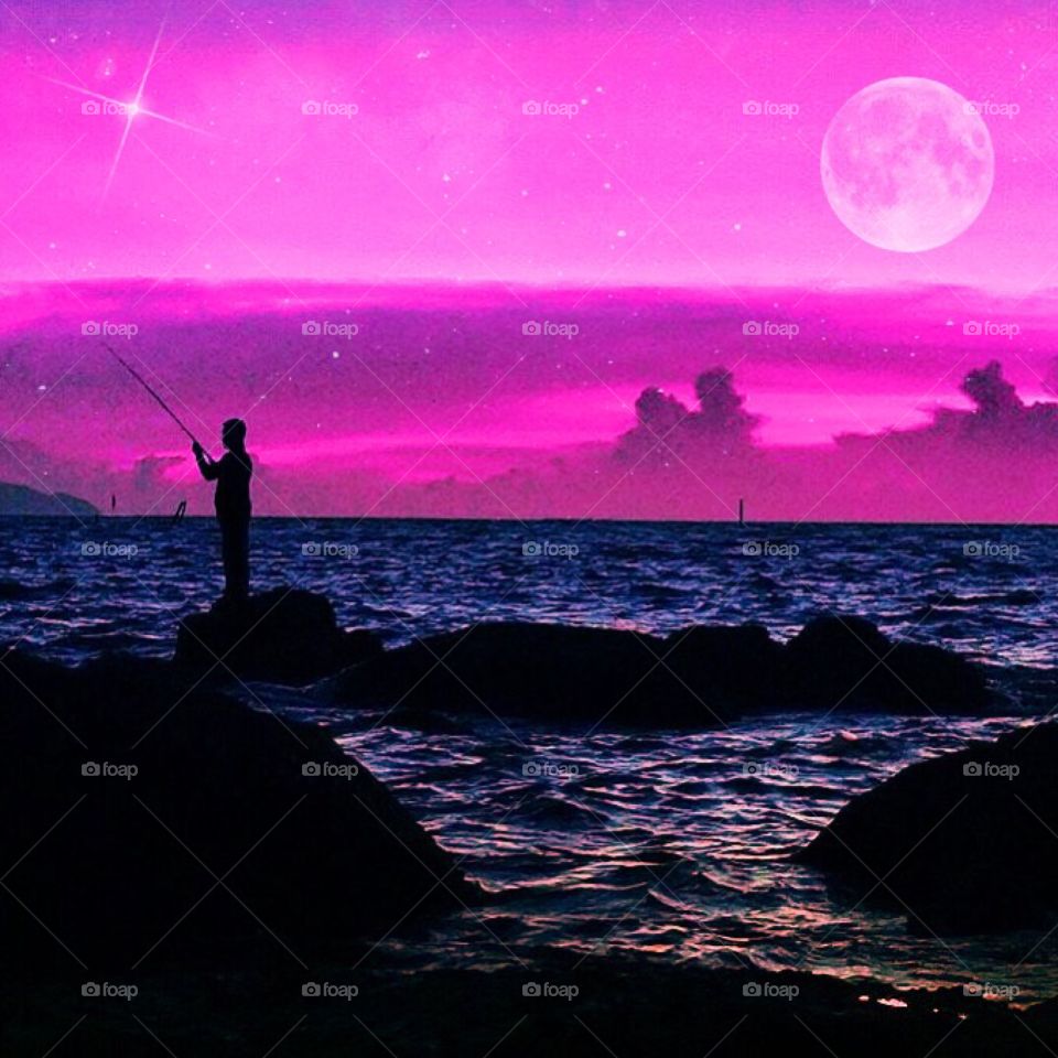 iPhone art - the fisherman, the star and the moon 🎨🌕✨