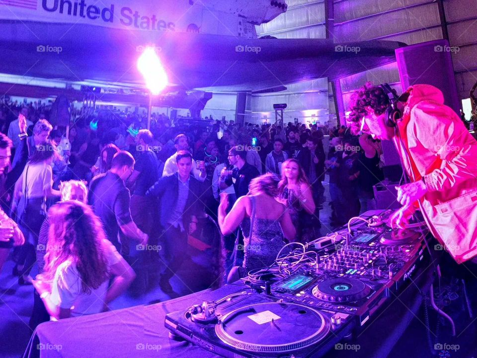 Yuri's Night space party at the California Science Center under the Space Shuttle Endeavour in 2017