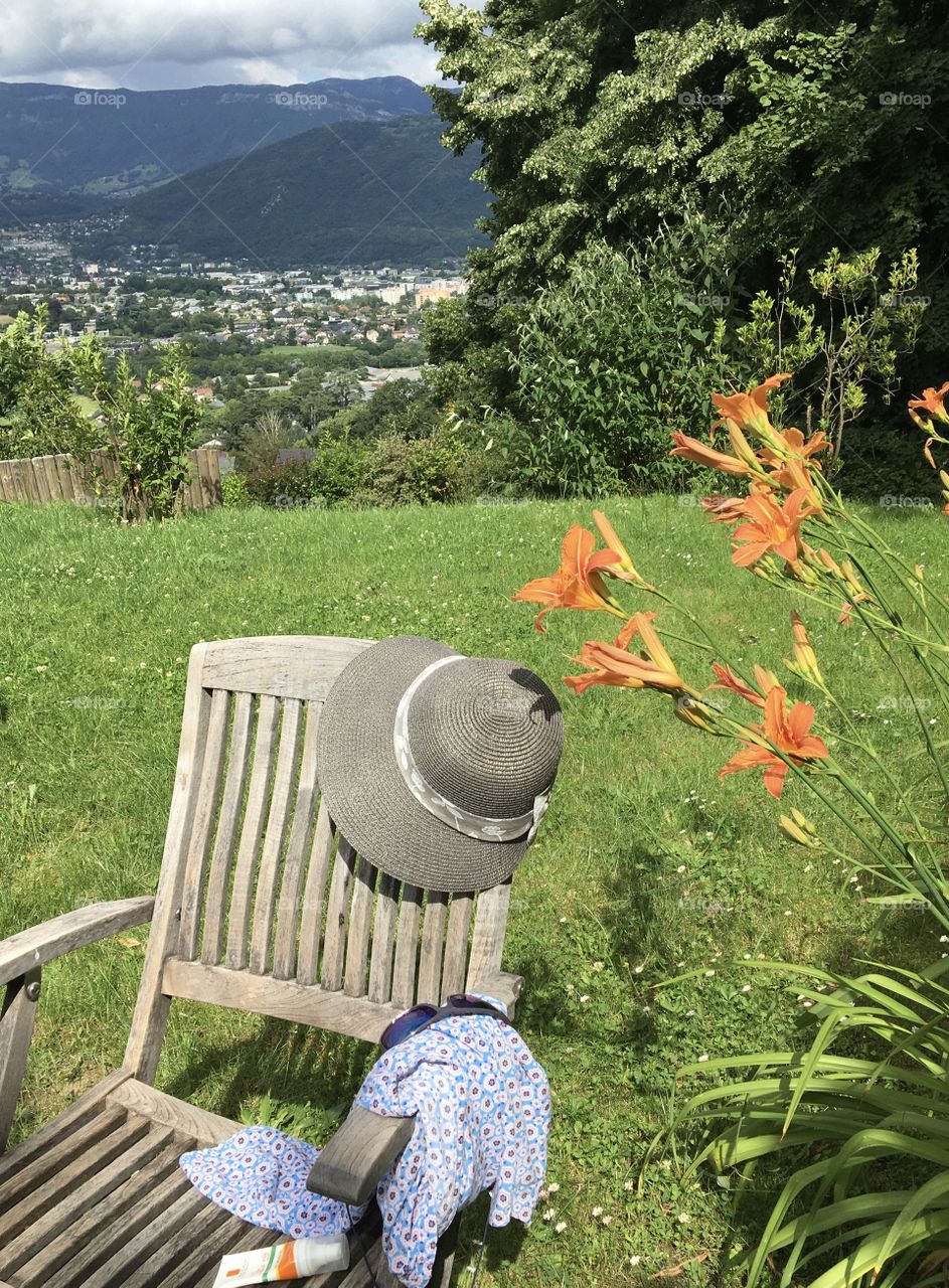 Hat on a garden chair