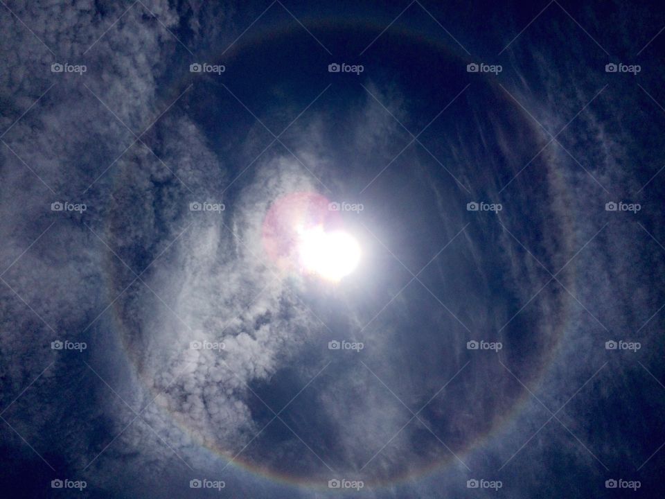 Rainbow sun . Natural phenomenon in Dali China 