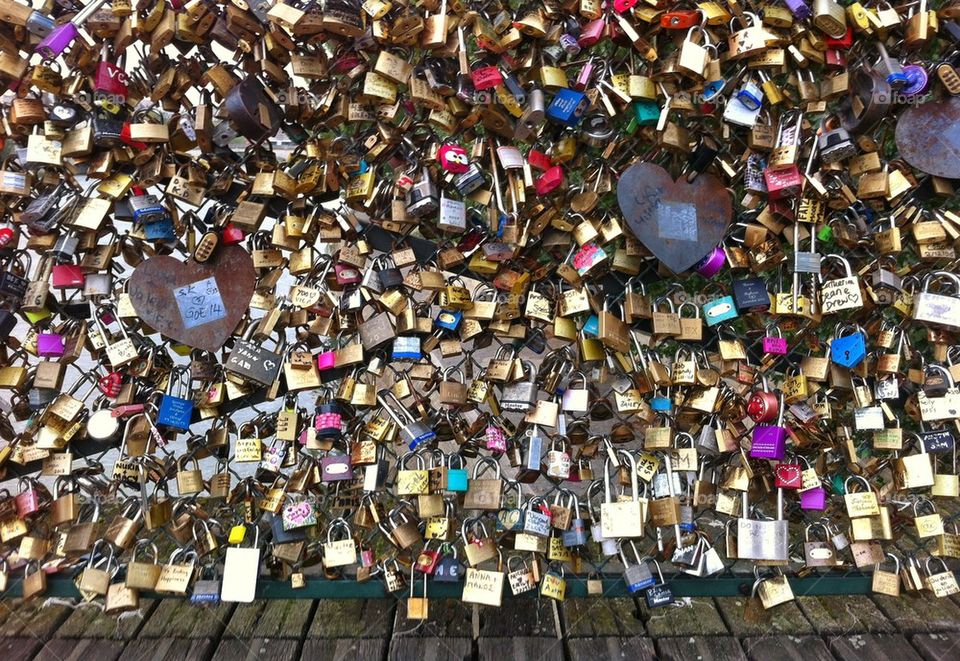 Parisian love locks on the Pont des Arts