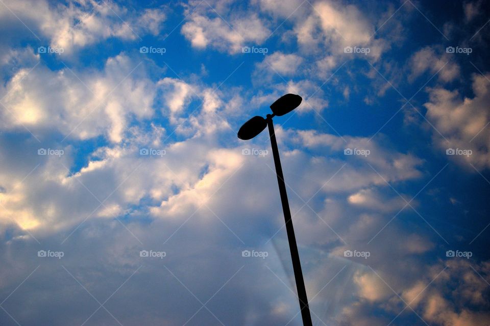 stree light and blue sky