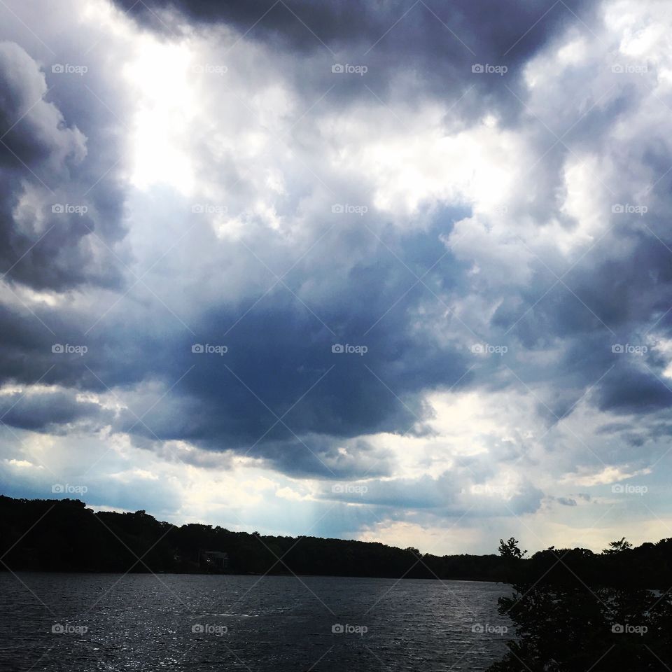 Clouds over lake 