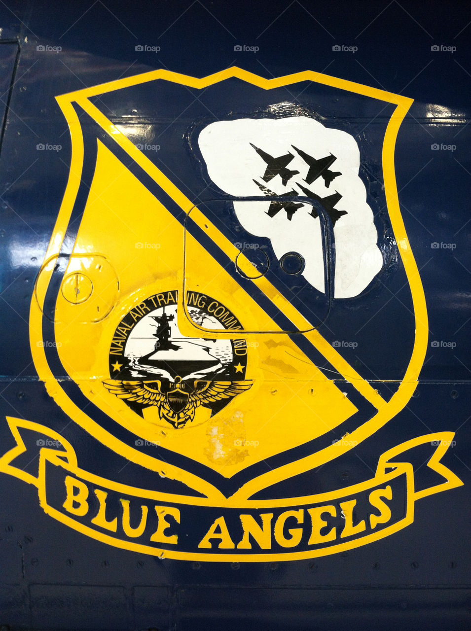 An emblem painted on the side of a retired U.S. Naval Flight