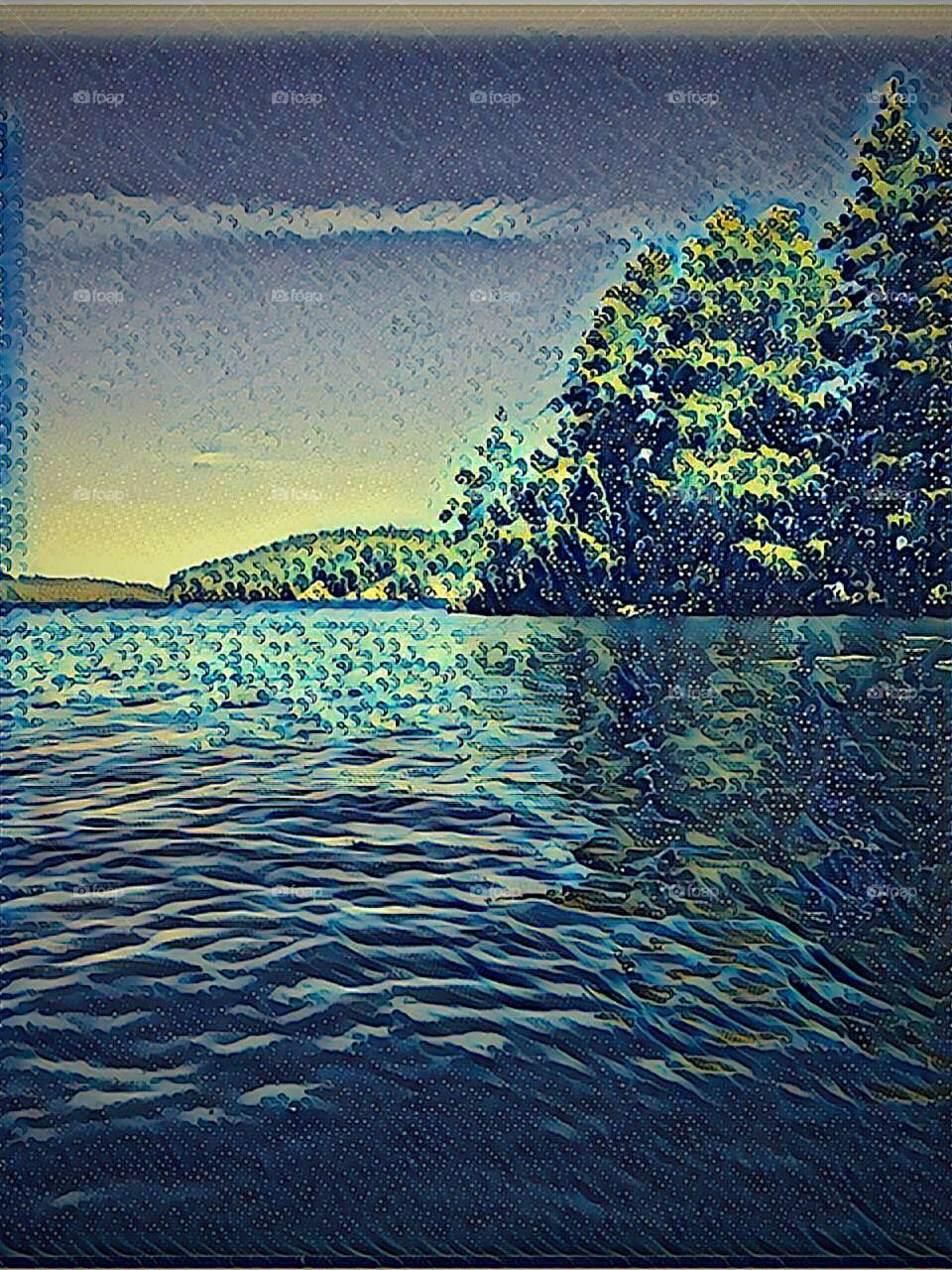 Lake view art (photoshopped with Prisma)