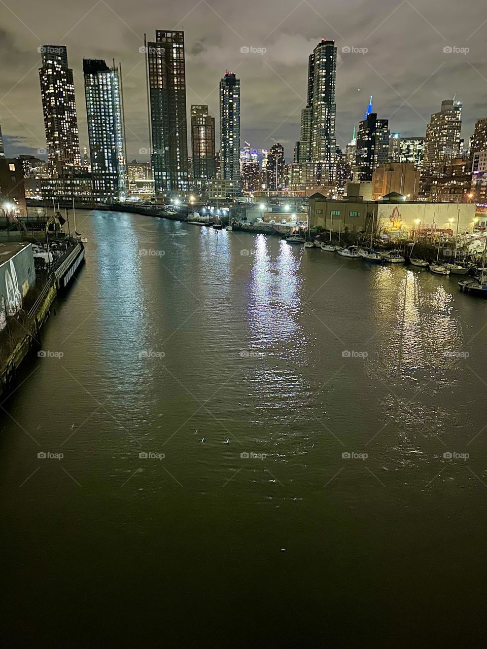 This is “Newtown Creek” seen from the “Pulaski Bridge” that connects “Greenpoint”, Bklyn to LIC, Queens giving us a fantastic view all around the boroughs of NYC: “Brooklyn”, LIC and “Manhattan”. 2023. Hypnotic Productions
