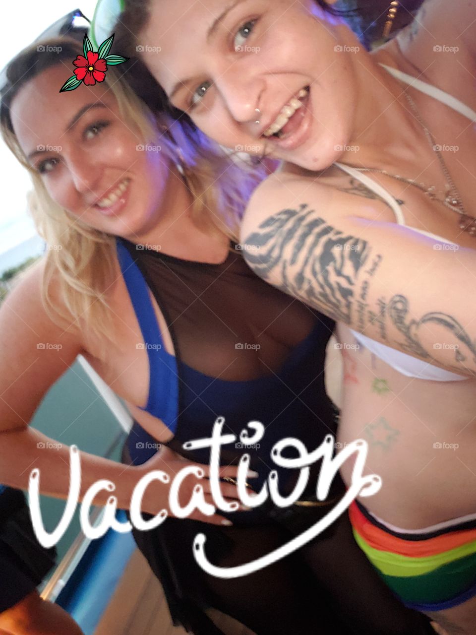 me, the one with the tats in front, hanging out on the ship with my girlfriend's sister. were just having a good time!