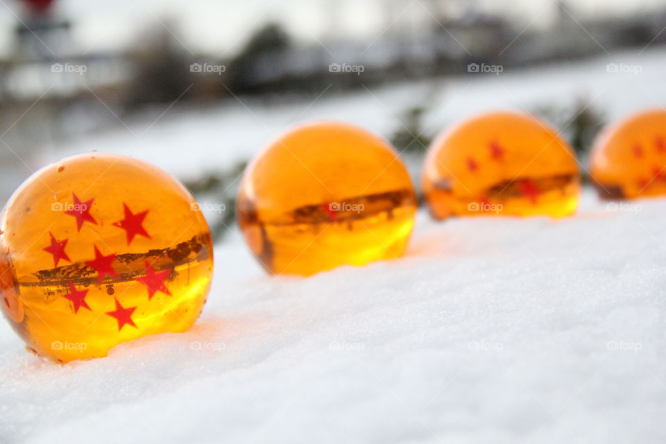 Dragonballs In The Snow. Remember That Time It Snowed In Louisiana?  I wanted to take a photo of my Dragonballs in the snow basically.