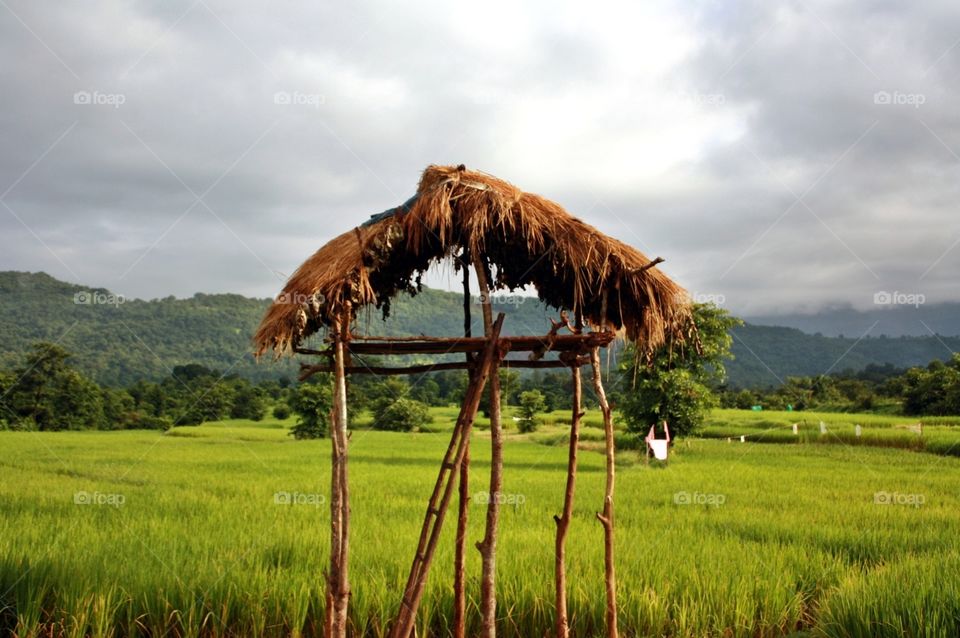 watch tower in farm at countryside