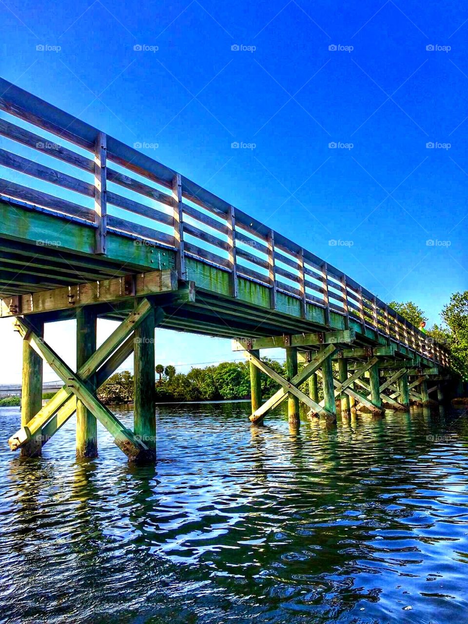 Pedestrian bridge over water 