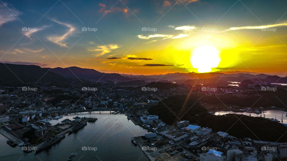 Sunrise Over Sasebo, Japan.