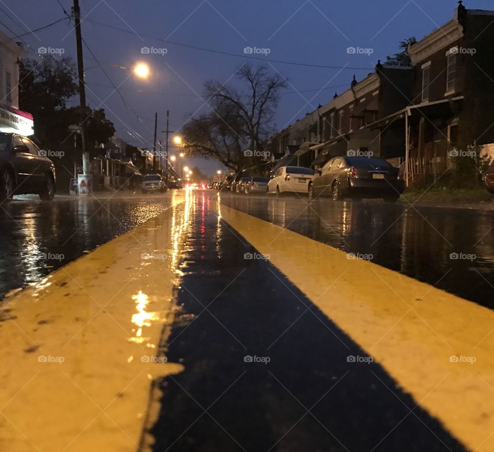 Rainy urban street