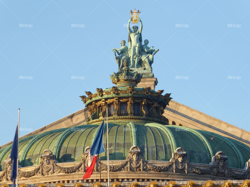 Opera Garnier roof (Paris) on a winter day