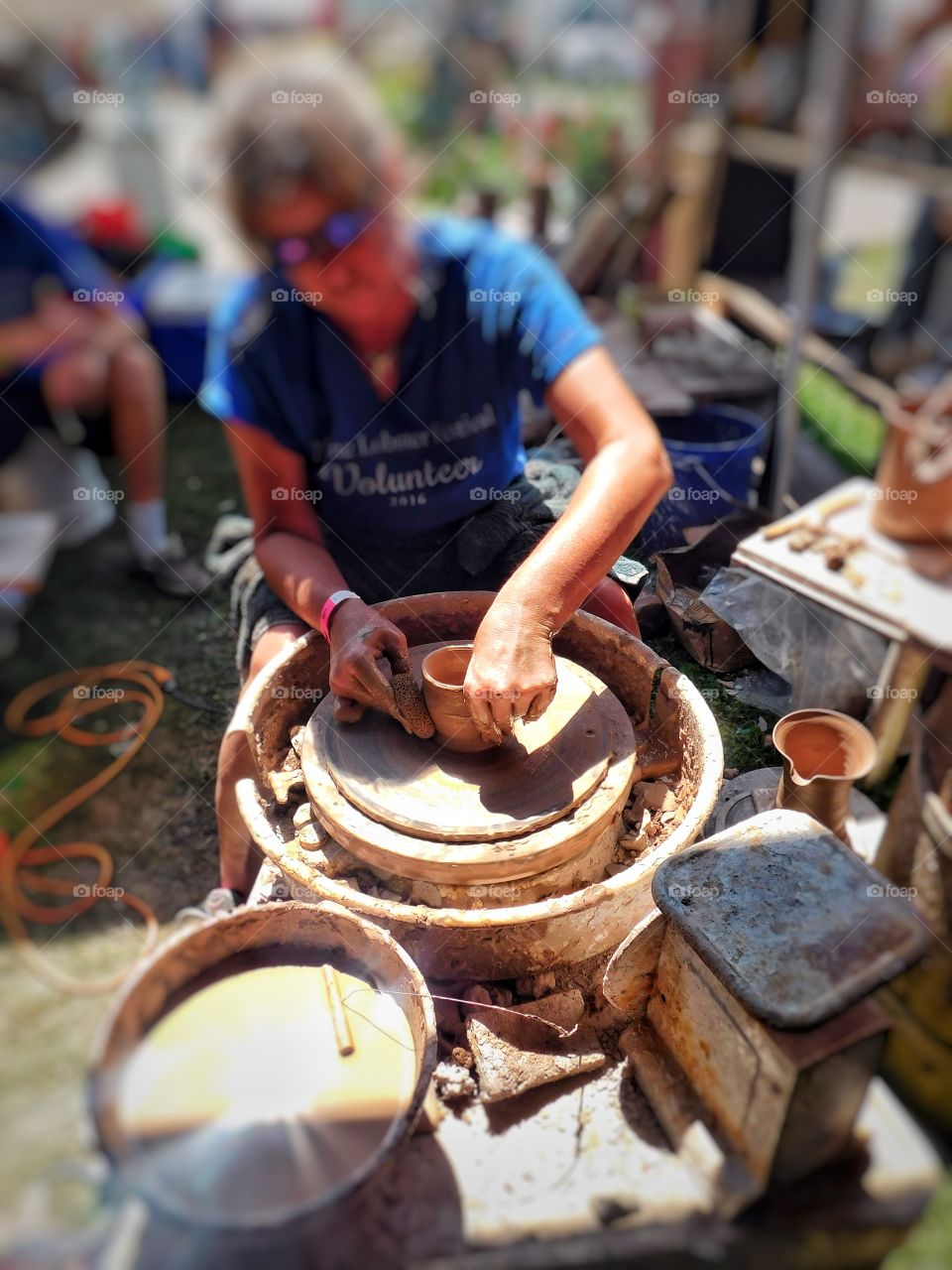 Pottery crafting by a woman