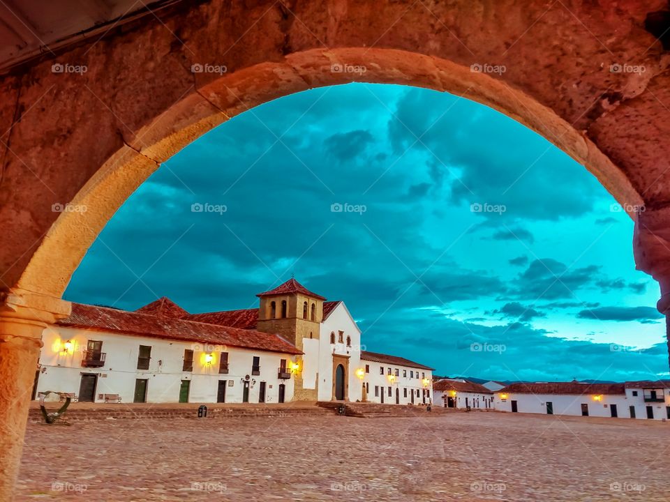 Amazing blue sunset in Villa de Leyva, Boyacá, Colombia